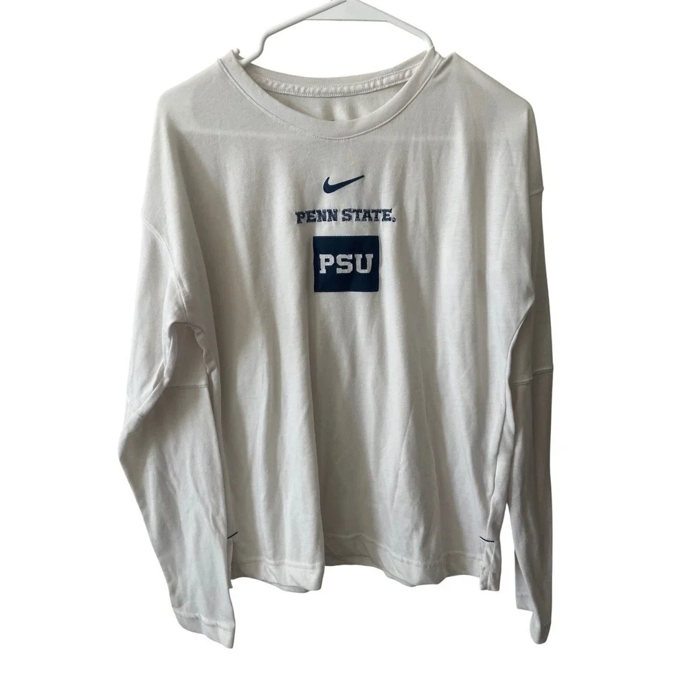 Nike Penn State PSU Nittany Lions Dri-FIT Long Sleeve Shirt White Mens Medium